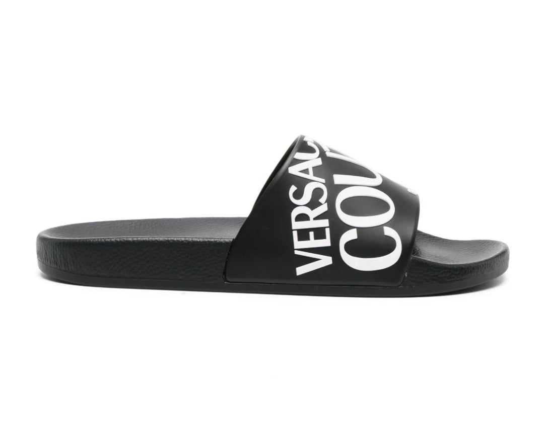 Versace Jeans Couture logo-print slip-on slides